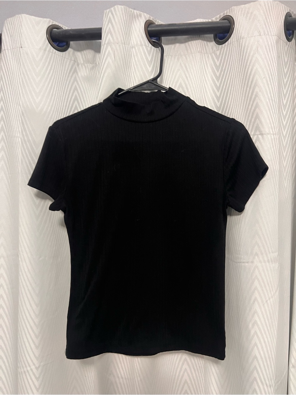 Women's Black Short Sleeve Mock Neck Tee